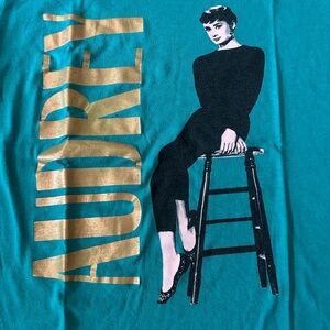 Funny Face Teal Tee with Gold Accents